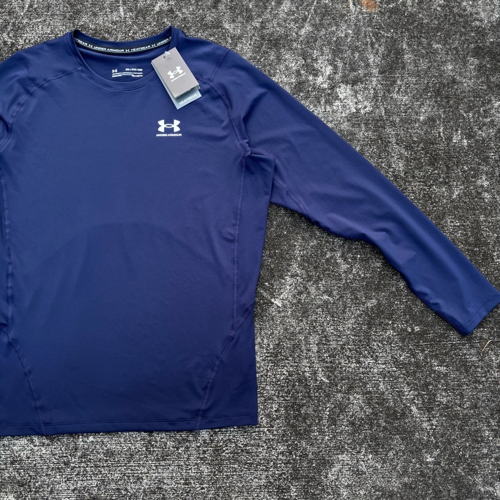 Under Armour HeatGear Compression Long Sleeve Shirt Men's 2XL Navy 1361524 NWT - Picture 5 of 10